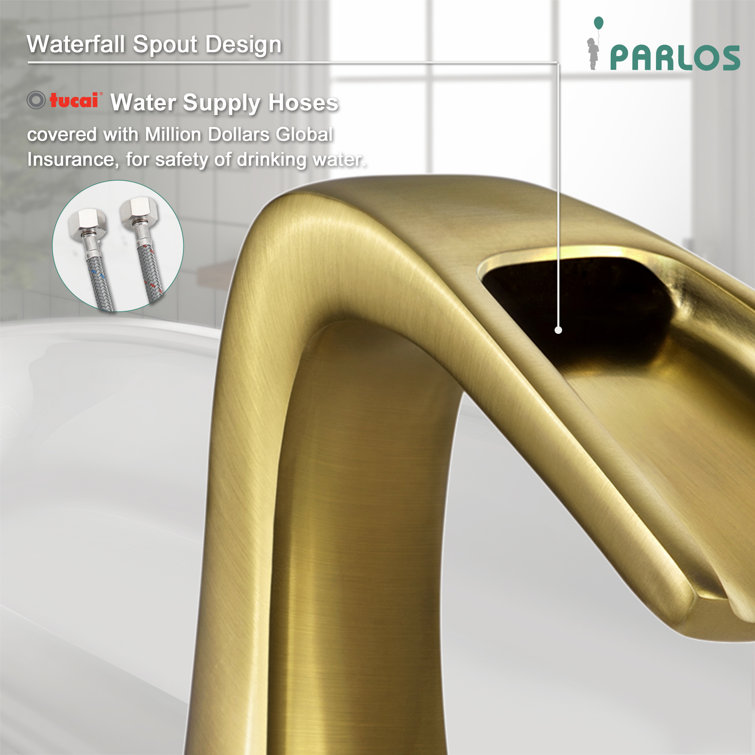 Doris Brushed Gold 2-Handle Waterfall Roman Tub Faucet