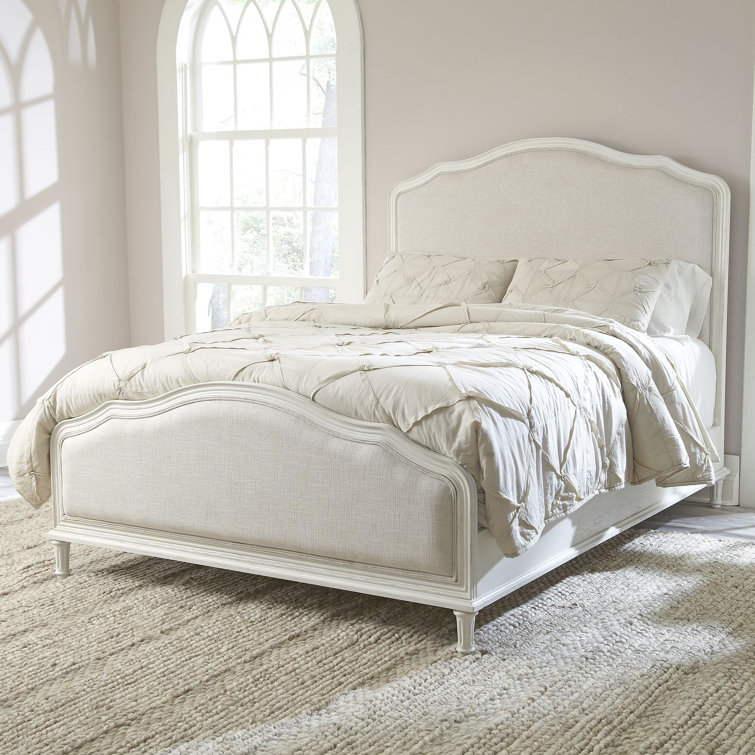 Amity King-Size Whitewash Oak Bed with Upholstered Headboard