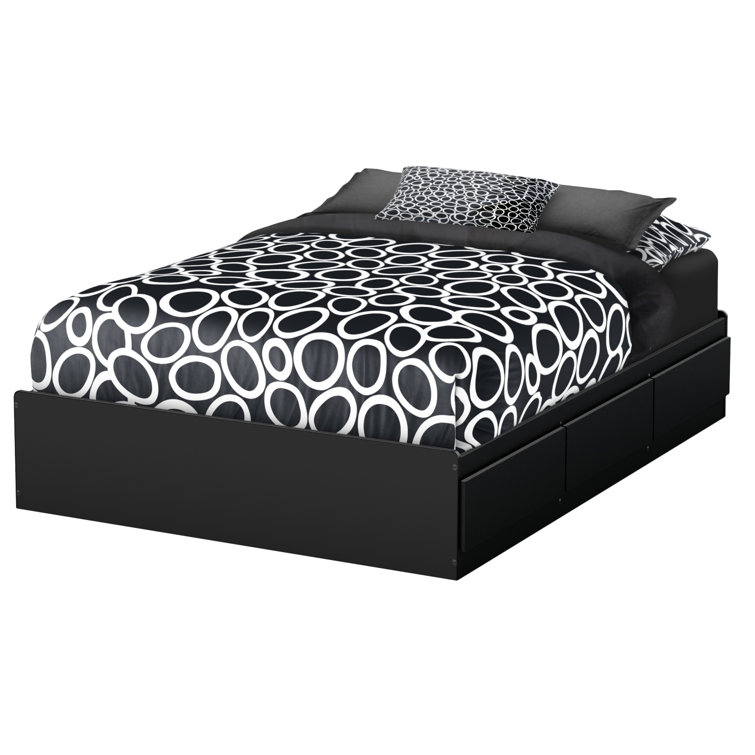 Black Full Platform Bed with Storage Drawers