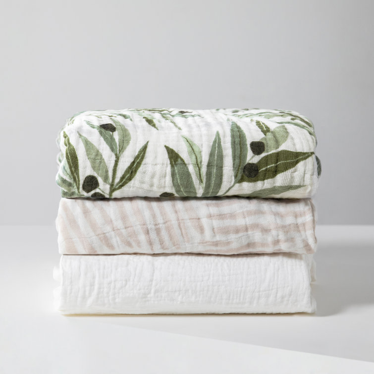 Organic Cotton Olive Branches Muslin Mini Crib Sheet