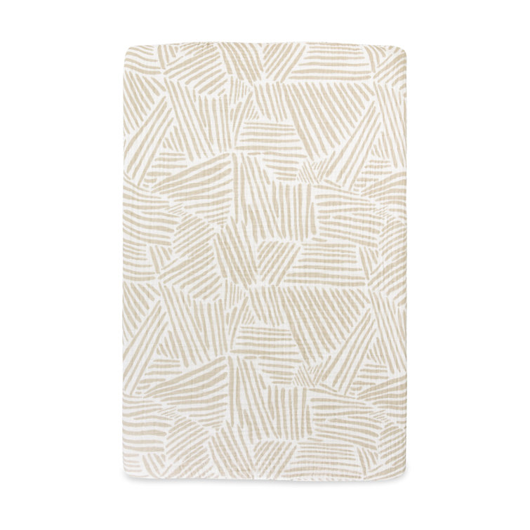 Organic Cotton Muslin Mini Crib Sheet in Oat Stripe