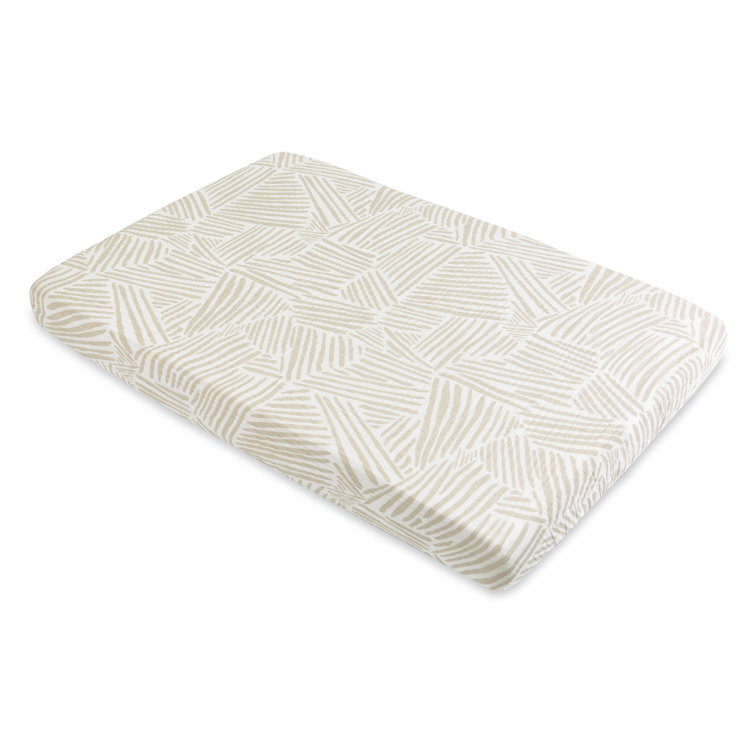 Organic Cotton Muslin Mini Crib Sheet in Oat Stripe