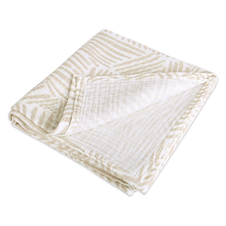 Oat Stripe Organic Cotton Muslin Baby Swaddle Blanket