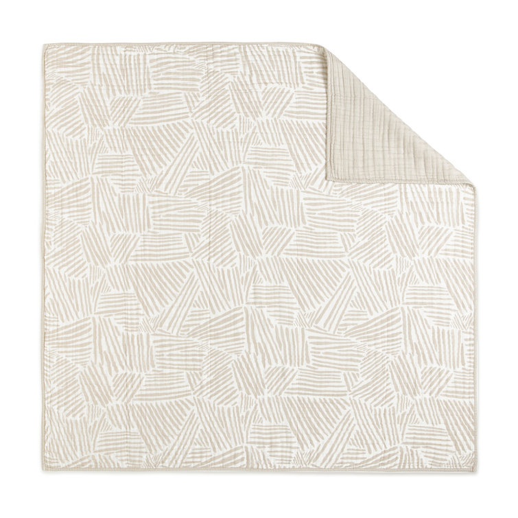 Organic Cotton Oat Stripe Toddler Quilt with Trim Embellishment