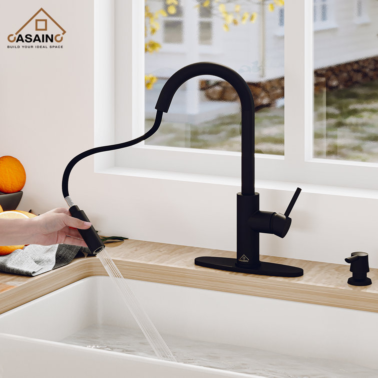 Matte Black Stainless Steel Pull Down Sprayer Kitchen Faucet