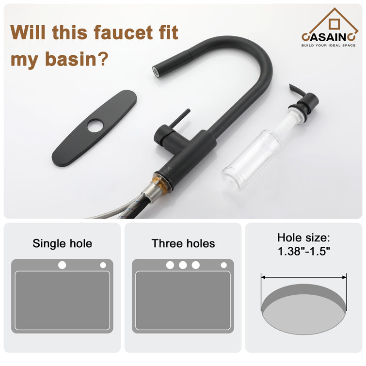 Matte Black Stainless Steel Pull Down Sprayer Kitchen Faucet
