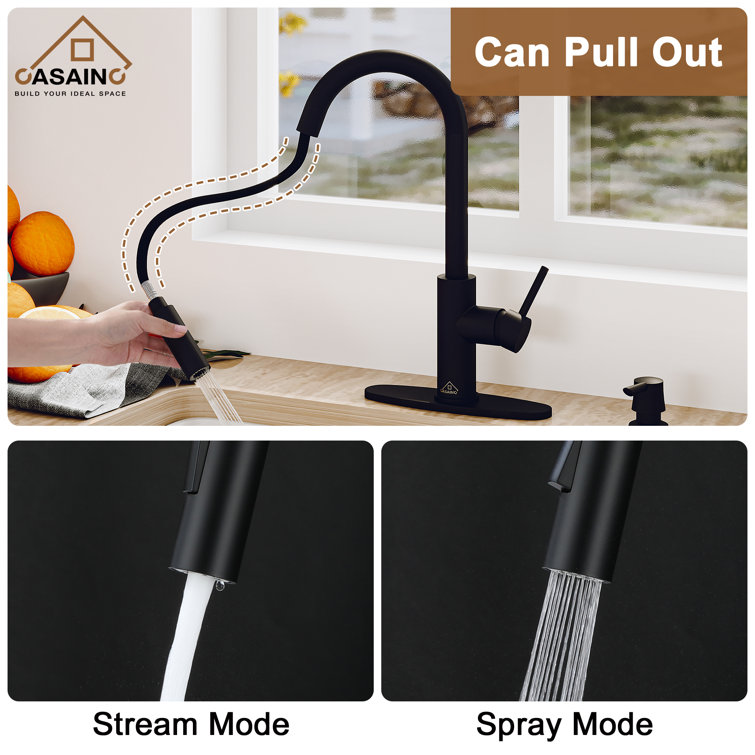 Matte Black Stainless Steel Pull Down Sprayer Kitchen Faucet