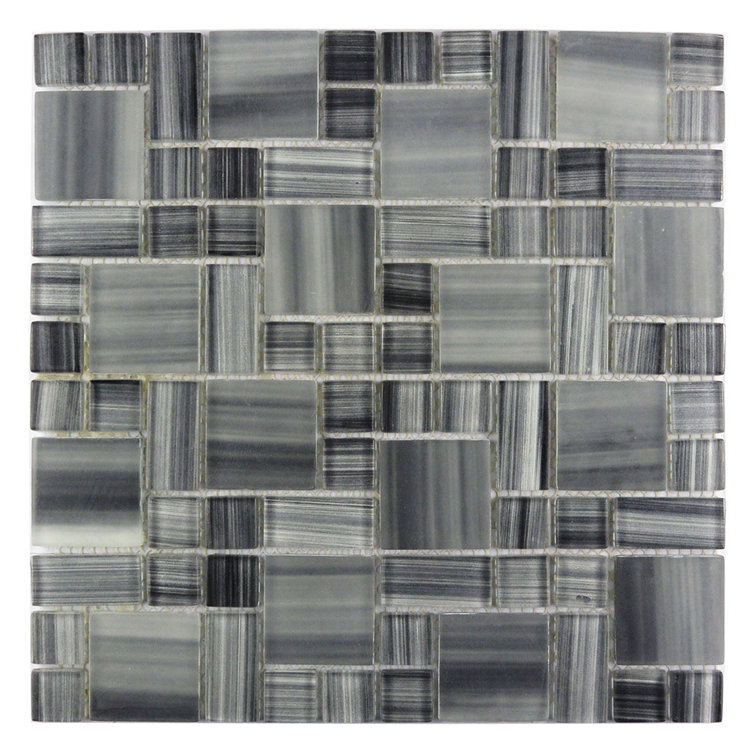 Handicraft II 12x12 Gray Stained Glass Mosaic Wall Tile