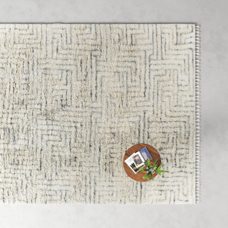 Risa Hand-Knotted Geometric Gray Wool 8'10" x 12' Area Rug