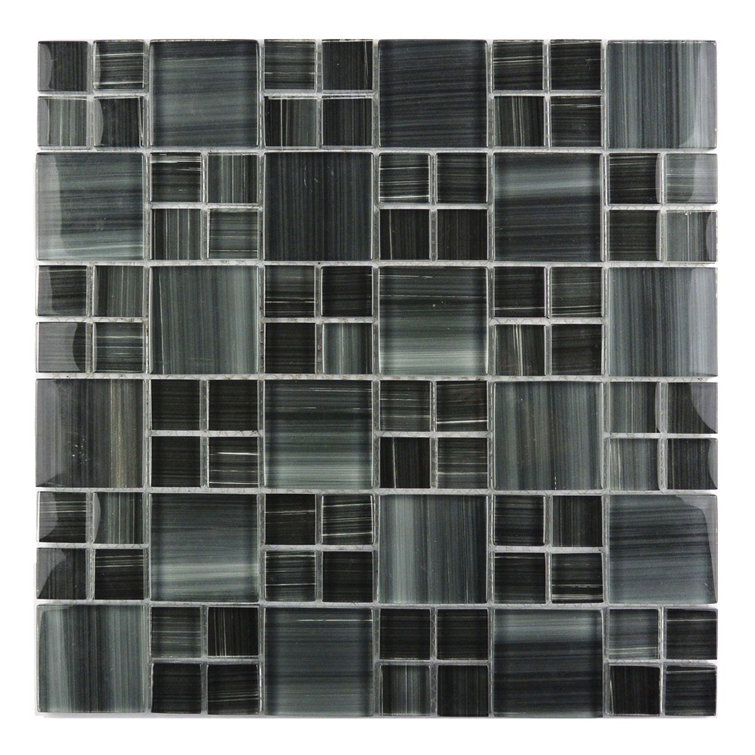 Handicraft 12" x 12" Gray Stained Glass Mosaic Tile