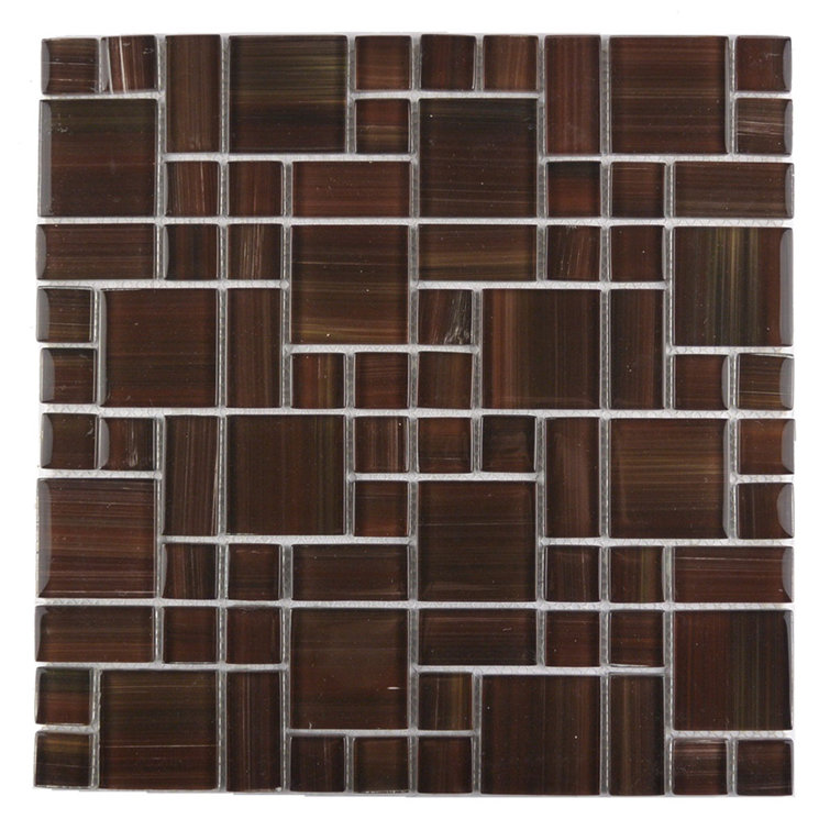 Handicraft II 12-in x 12-in Chocolate Glass Mosaic Wall Tile