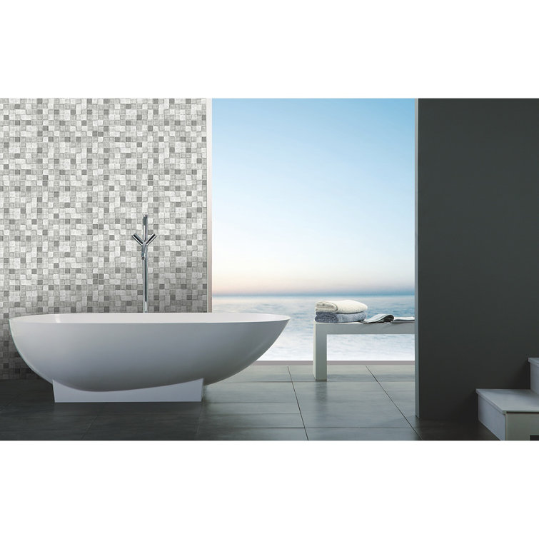 Shell Gray Multi-finish Glass and Stone Mosaic Tile