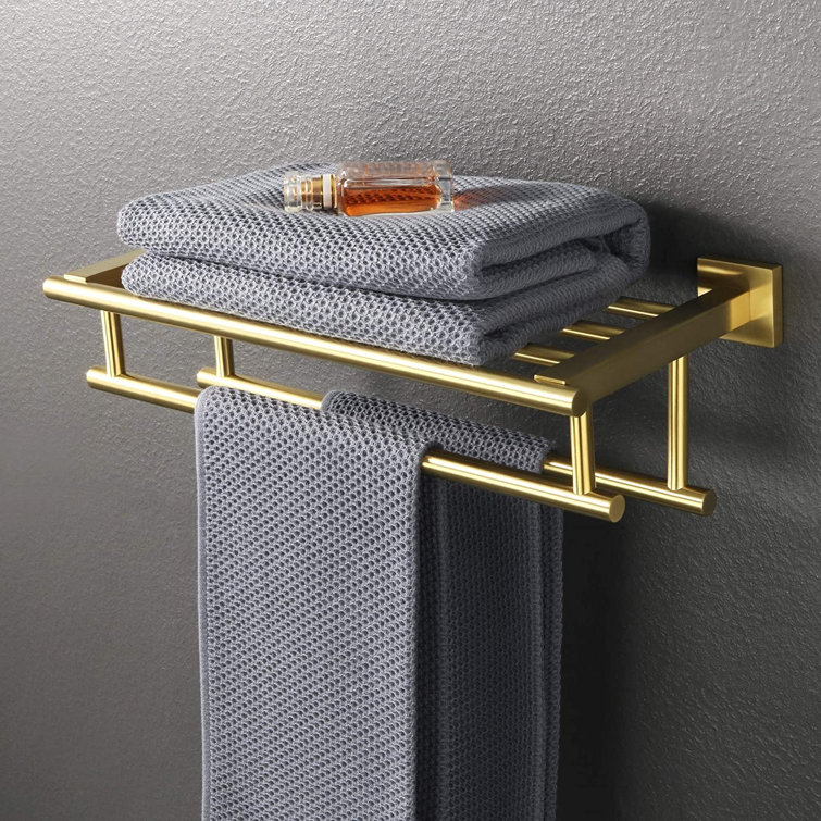 Polished Gold Double Bar Wall Mounted Towel Rack
