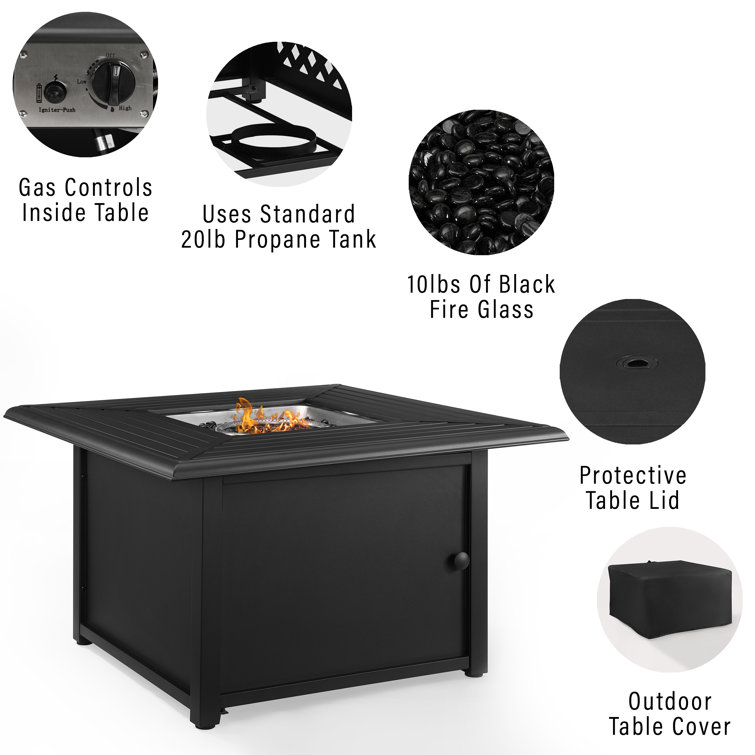 Kaplan 4 Piece Oatmeal Steel Outdoor Conversation Set with Fire Table
