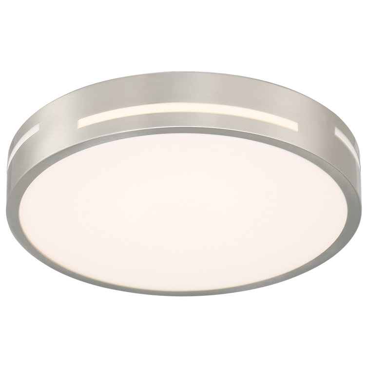 Brushed Steel Drum LED Flush Mount Light