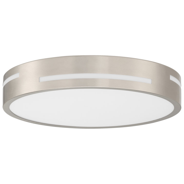 Brushed Steel Drum LED Flush Mount Light