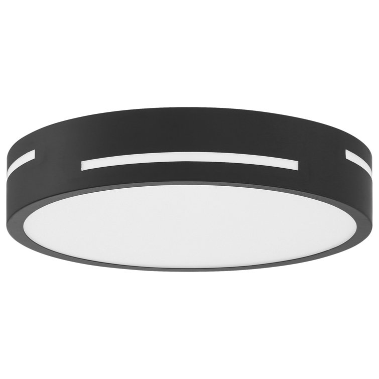 Matte Black Glass LED Drum Flush Mount Light