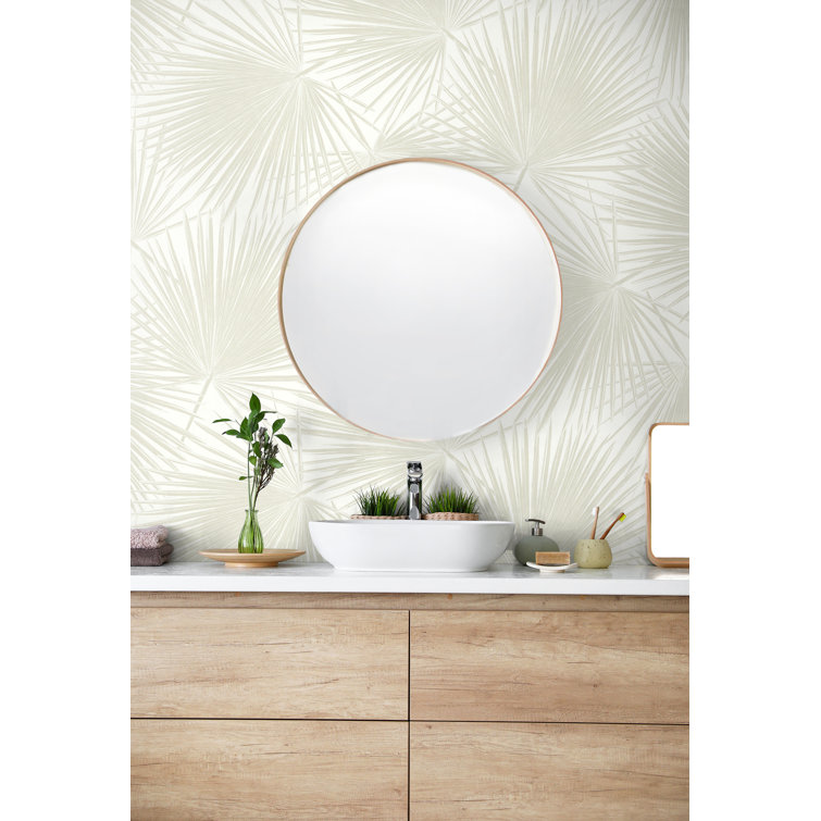 Sea Salt Vinyl Palm Leaf Peel and Stick Wallpaper Roll