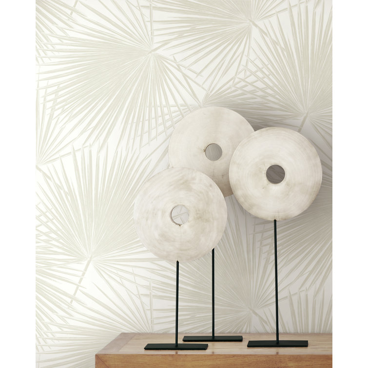 Sea Salt Vinyl Palm Leaf Peel and Stick Wallpaper Roll