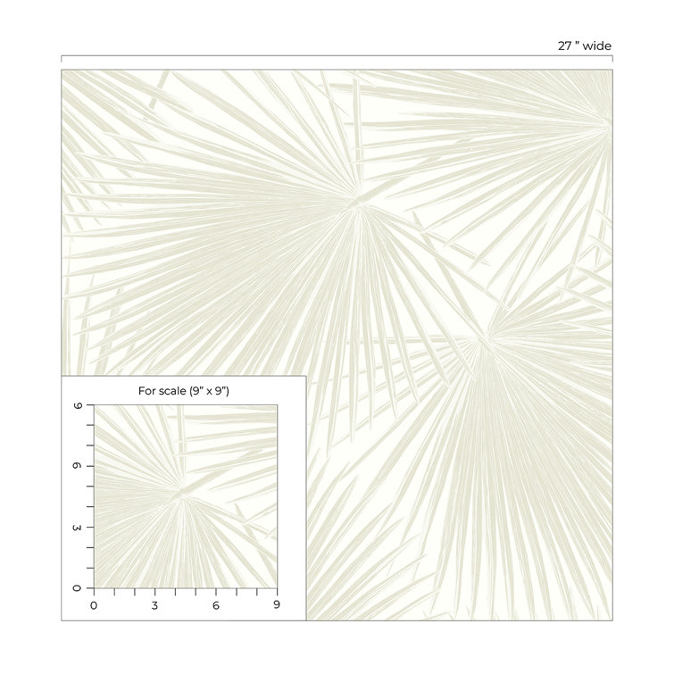 Sea Salt Vinyl Palm Leaf Peel and Stick Wallpaper Roll