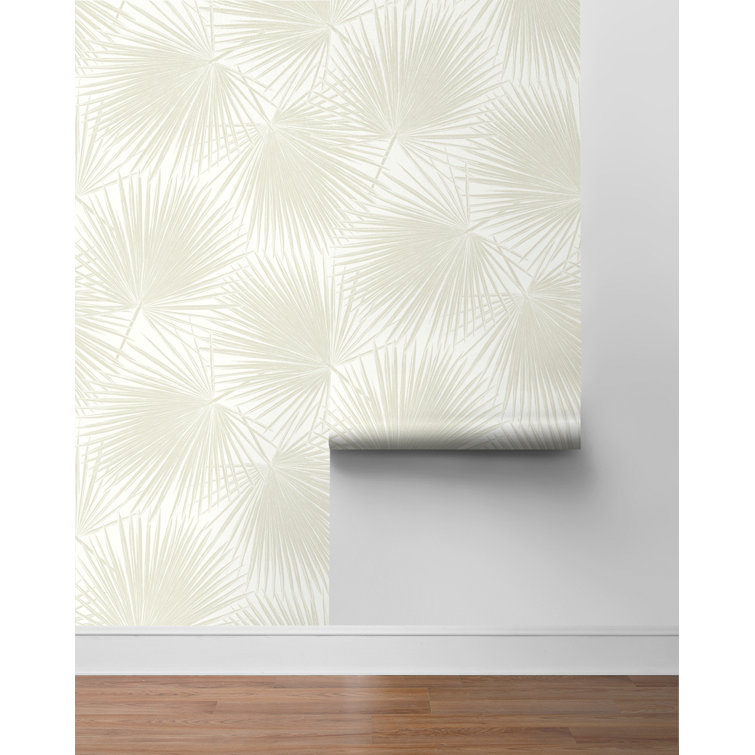 Sea Salt Vinyl Palm Leaf Peel and Stick Wallpaper Roll