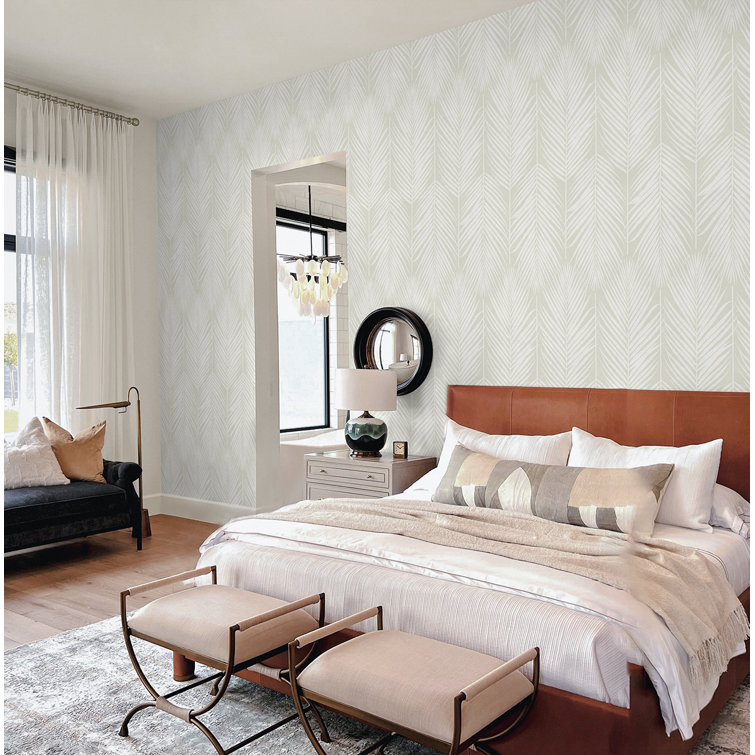 Sea Salt Palm Silhouette Vinyl Peel and Stick Wallpaper Roll