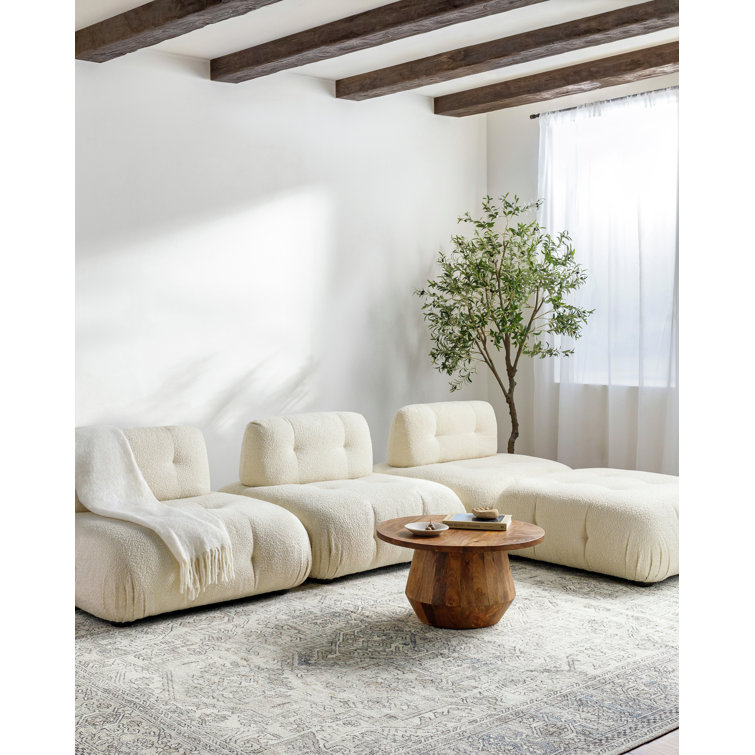 Margot Ivory and Light Gray Hand-knotted Synthetic Area Rug