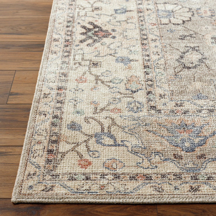 Davina Vintage-Inspired Gray Synthetic Area Rug 3'11" x 5'7"