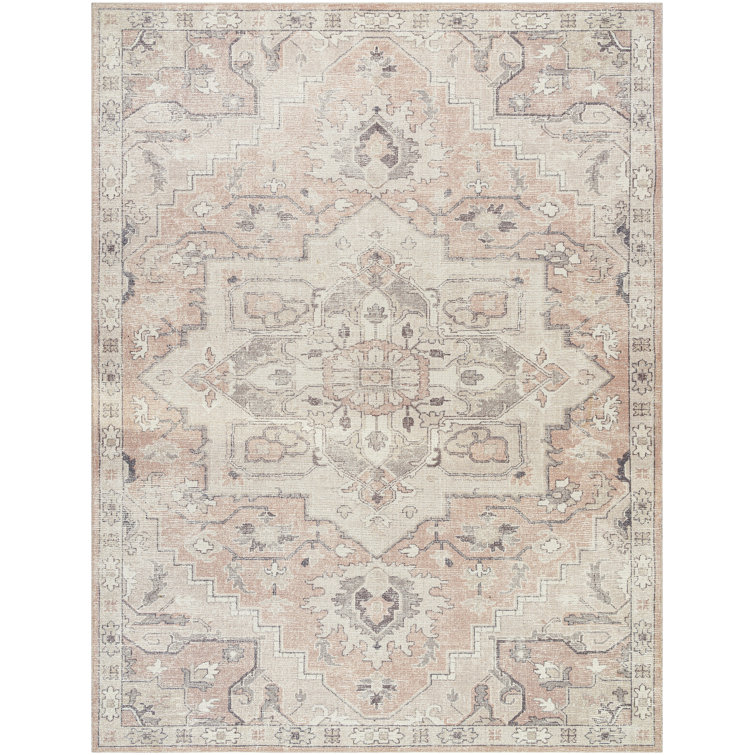 Elle Oriental Rose Smoke Rectangular 5'3" x 7' Polyester Rug
