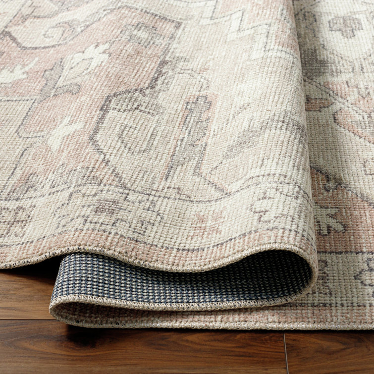 Elle Oriental Rose Smoke Rectangular 5'3" x 7' Polyester Rug