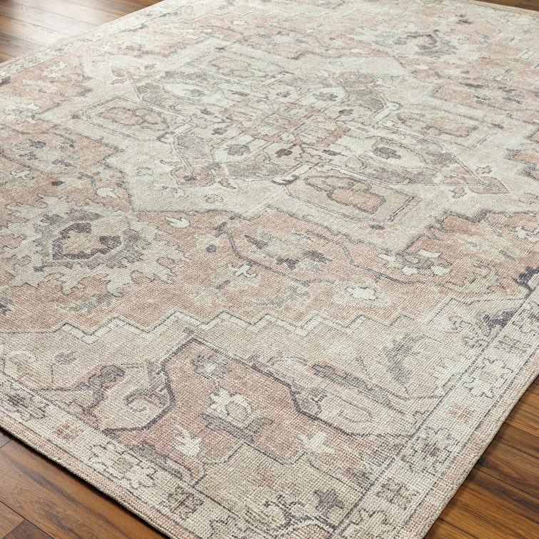 Elle Oriental Rose Smoke Rectangular 5'3" x 7' Polyester Rug