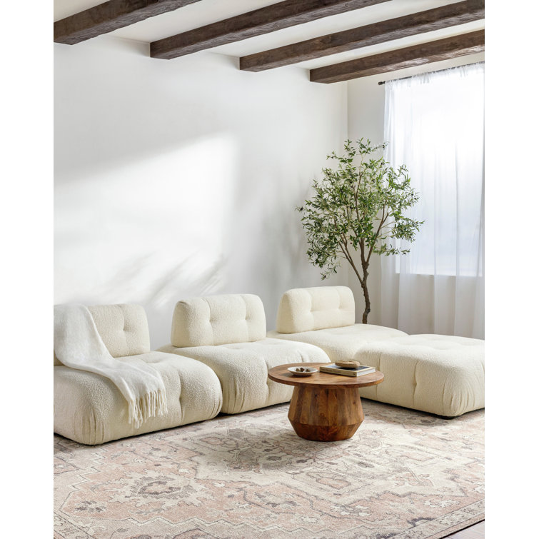 Elle Oriental Rose Smoke Rectangular 5'3" x 7' Polyester Rug