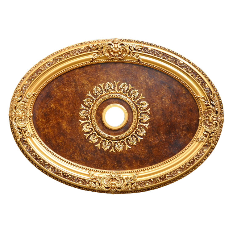 Oval Brown Marble Antique-Inspired Ceiling Medallion