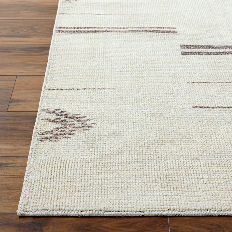 Ivory Geometric Low Pile Rectangular Area Rug