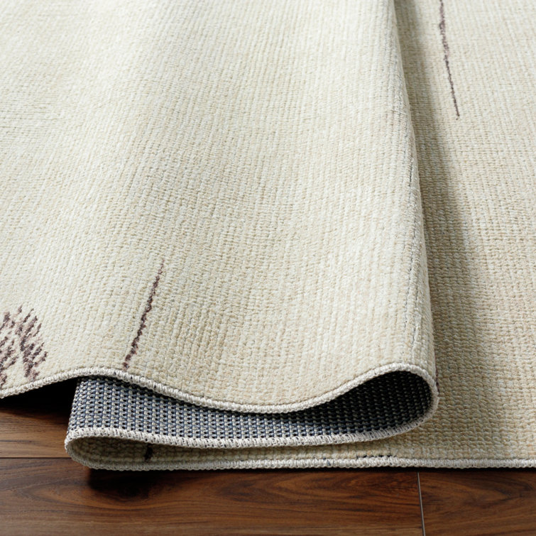 Ivory Geometric Low Pile Rectangular Area Rug