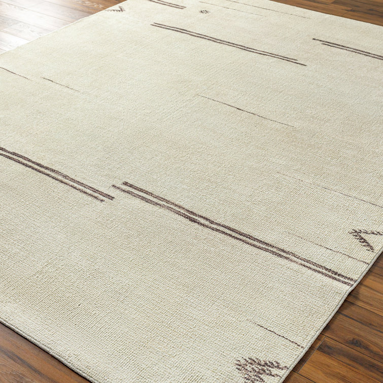 Ivory Geometric Low Pile Rectangular Area Rug