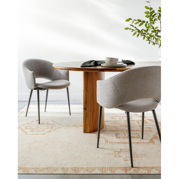 Ivory and Gold Hand-Knotted Synthetic Area Rug