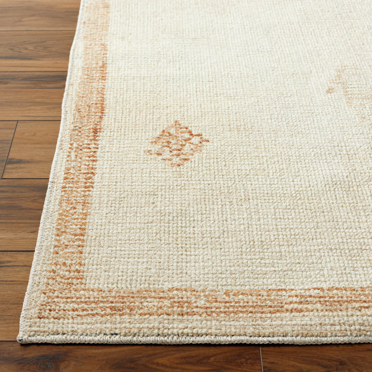 Ivory and Nude Southwest Print Synthetic Runner Rug
