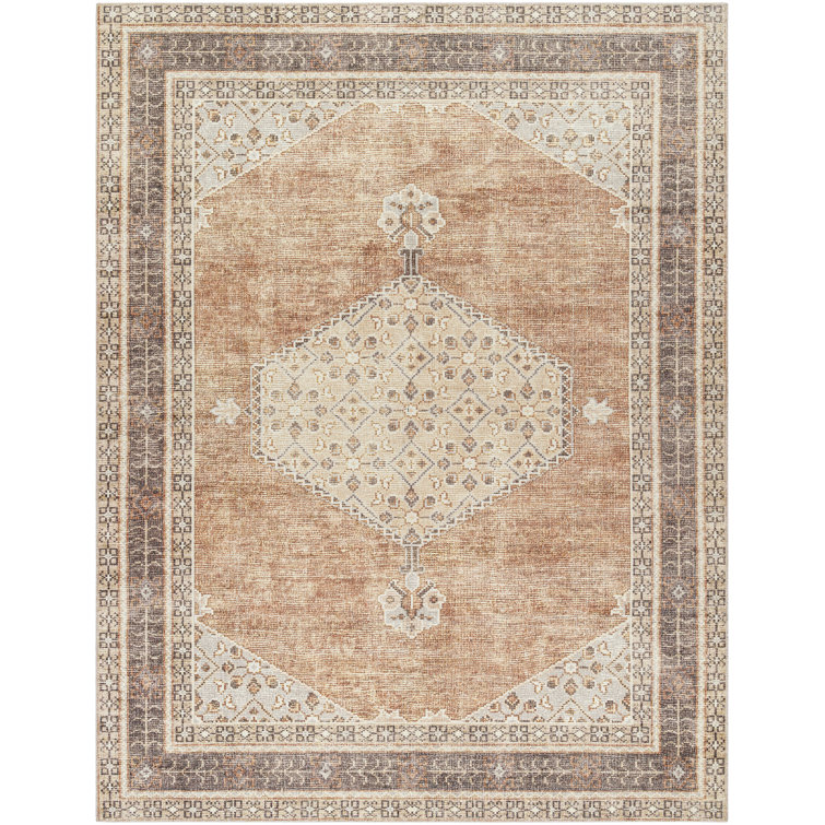 Vintage Medallion Gray Synthetic 3'11" x 5'7" Easy-Care Area Rug