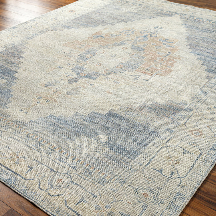 Luca Blue and Ivory Rectangular Wool Blend Area Rug