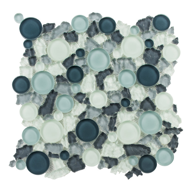 Fantasia Blue and Gray Glass Mosaic Tile Sheet