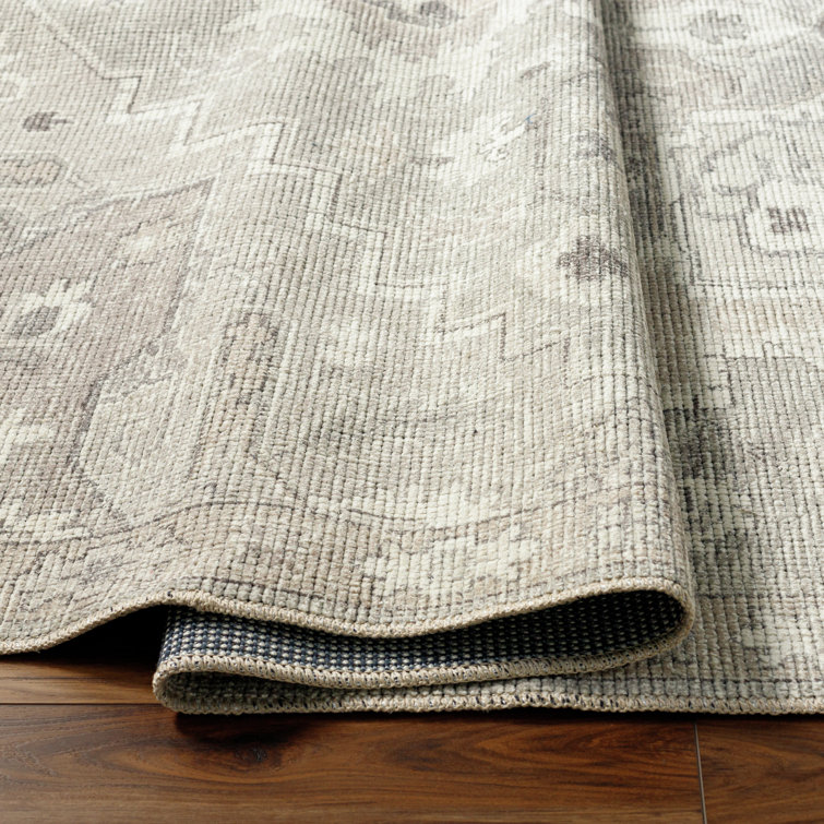 Elle Light Gray and Beige Rectangular Polyester Area Rug