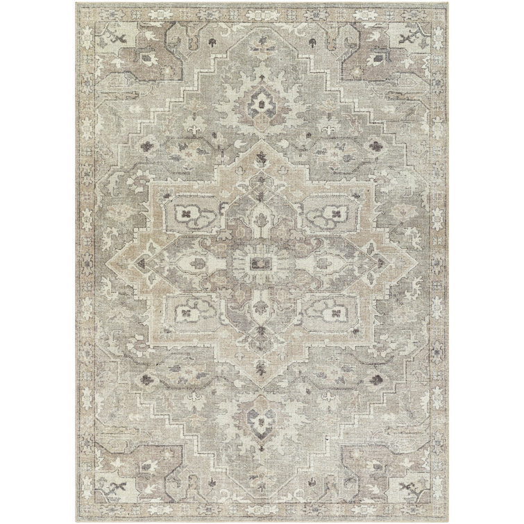 Elle Light Gray and Beige Rectangular Polyester Area Rug