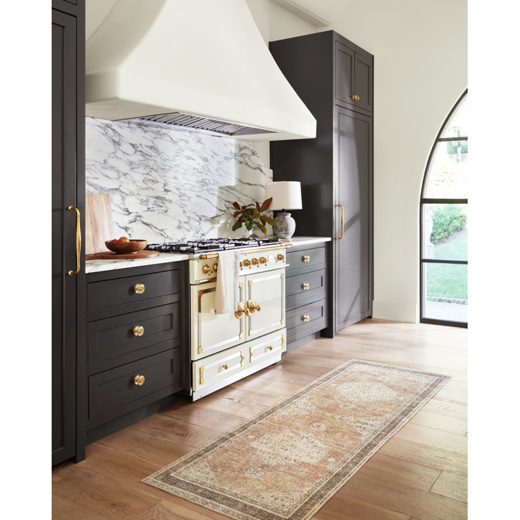 Gray and Beige Medallion Synthetic Runner Rug 2'7" x 7'3"
