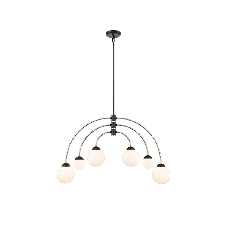Matte Black and Frosted Glass 6-Light Adjustable Chandelier