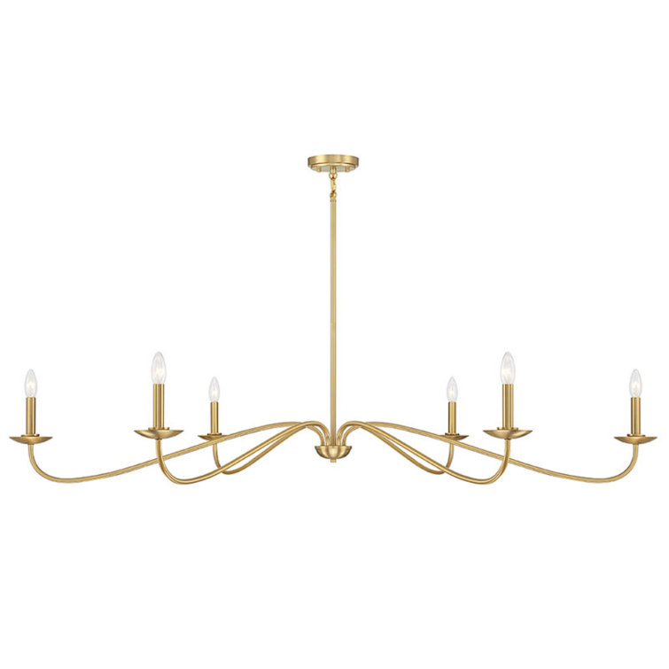Natural Brass Candle Style 6-Light Metal Chandelier