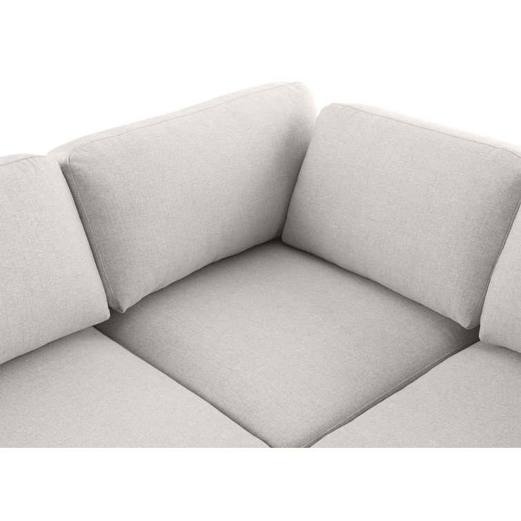 Beckham Contemporary Beige Linen 5-Piece Sectional with Ottoman