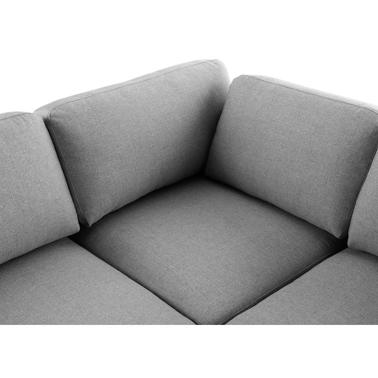 Beckham Reversible 4-Piece Gray Linen Fabric Sectional Sofa