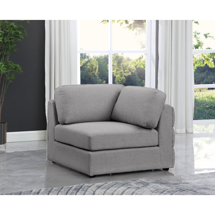 38" Wide Grey Linen Modular Corner Chair