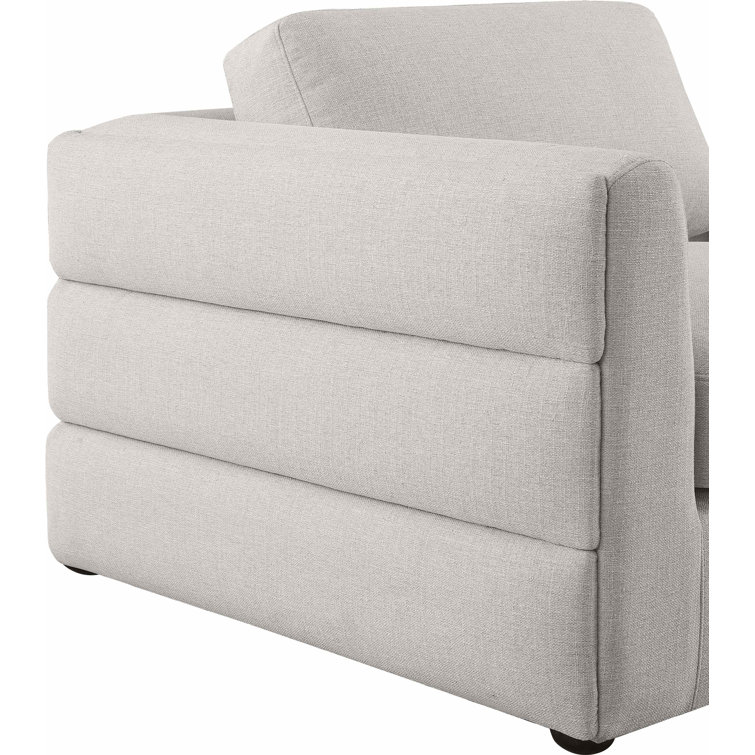 Beckham Contemporary Beige Linen 5-Piece Sectional with Ottoman